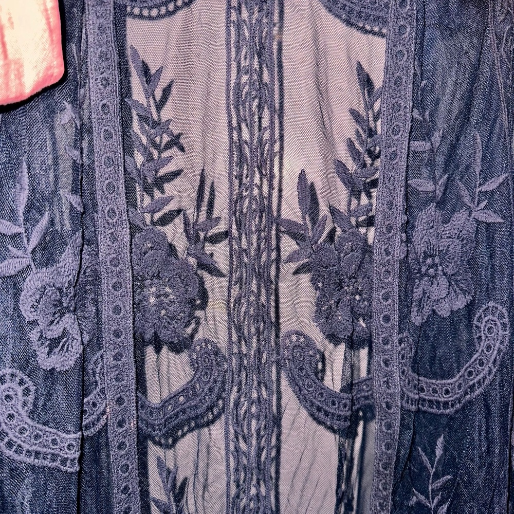 EUC LACE MESH KIMONO KNEE LENGTH - Picture 6 of 9
